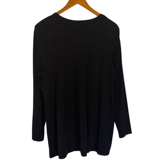 Eileen Fisher Tunic Women Large Black Tencel Lyocell Top‎ Minimalist Layering - Picture 5 of 7